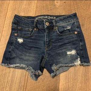Dark wash denim shorts